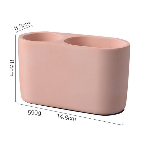 Contemporary Stylish Concrete Desk Top Pen Holder - Pink, Grey, White