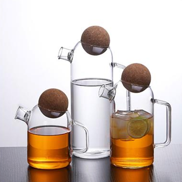 Modern glass and cork pitcher teapot - Small, Medium, Large