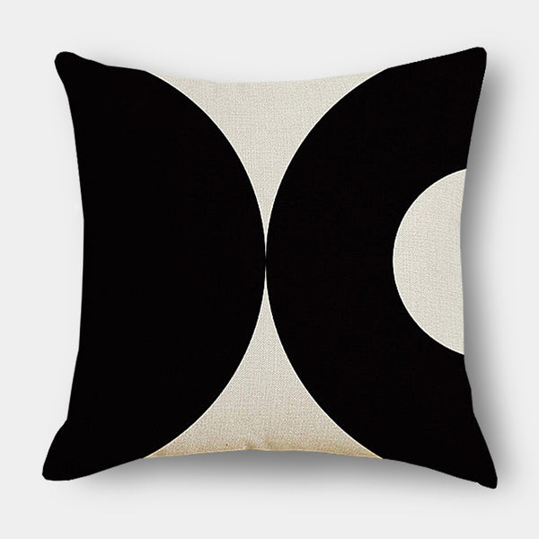 Modern Retro Black and White Circle Linen Cushions