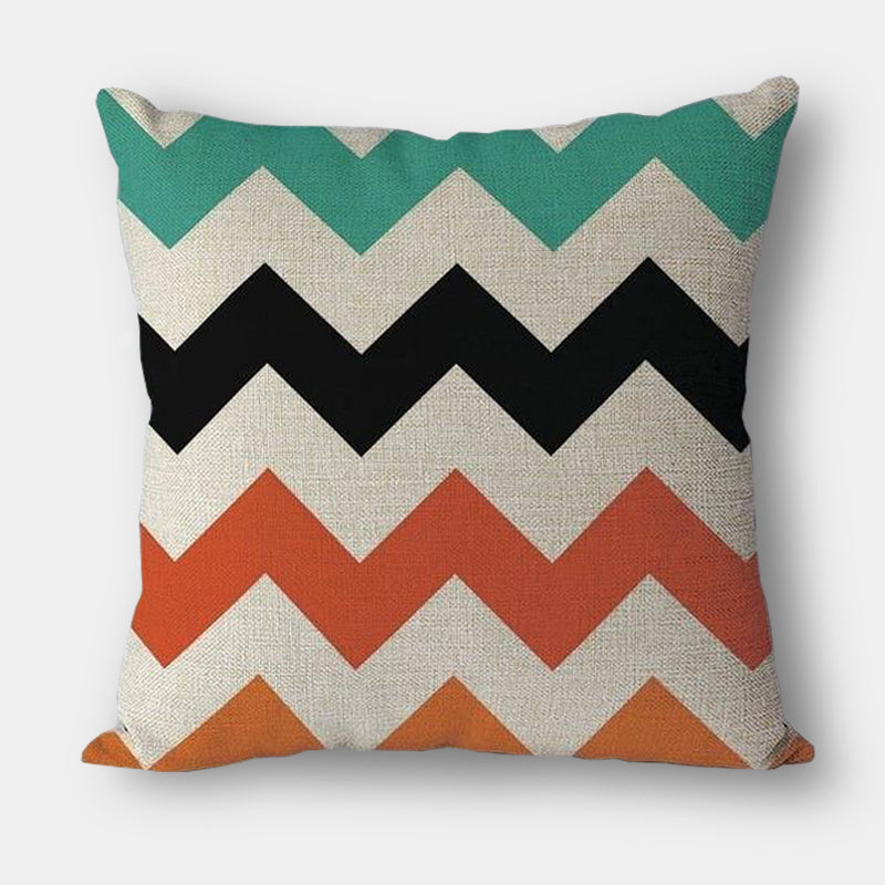 Modern Geometric Zig Zag Linen Cushions - multi colour - 45cm