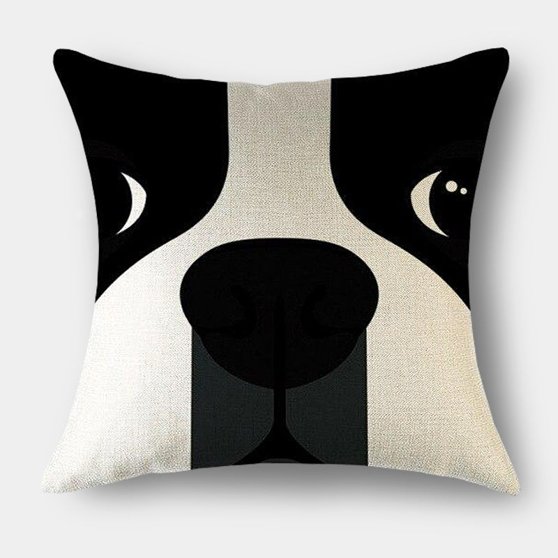 Modern and stylish graphic dog linen cushion - Black & White