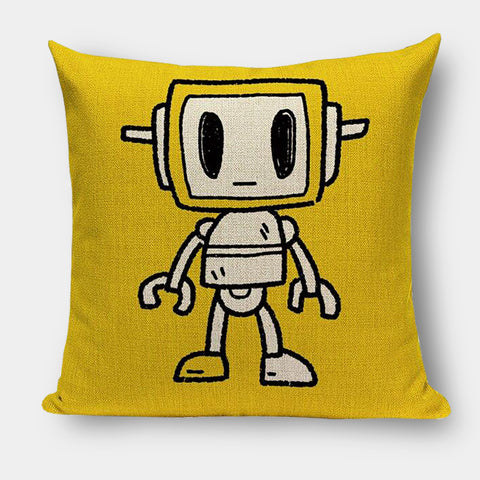 Stylish Modern-Retro Robot Linen Cushions - 45cm
