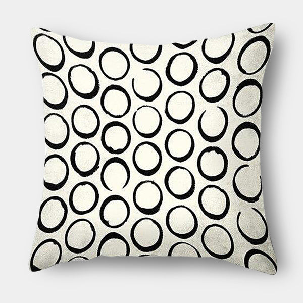 Modern stylish graphic irregular circle cushions - Black, White - 45cm