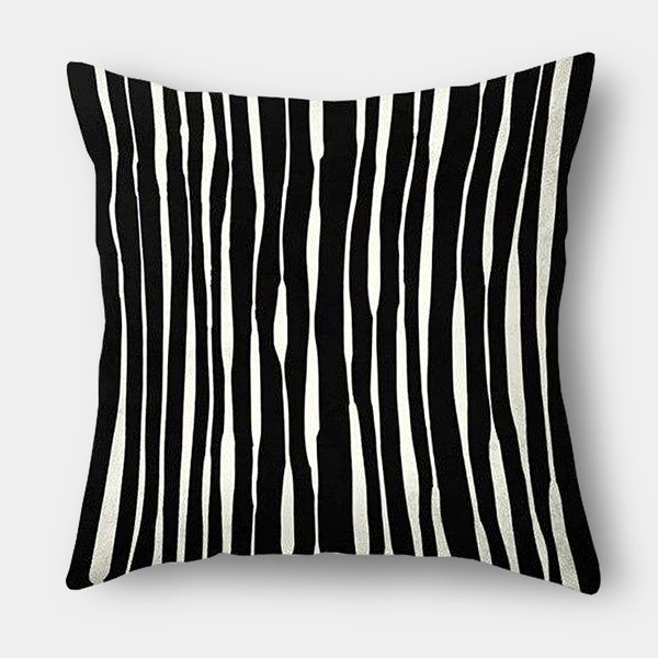 Modern stylish graphic irregular stripe cushions - Black, White - 45cm