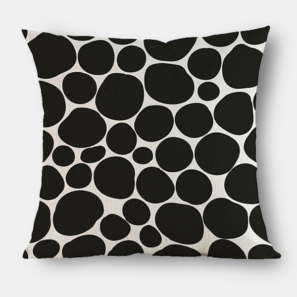 Contemporary Irregular Graphic Spots Line Cushion - 45cm - Black & White