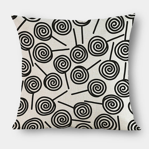 Graphic Lollipop Linen Cushion Cover- 45cm - Black & Off-White
