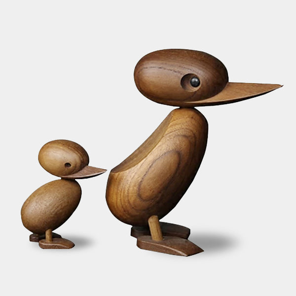 Mid Century Modern Wooden Duck And Duckling - Teak