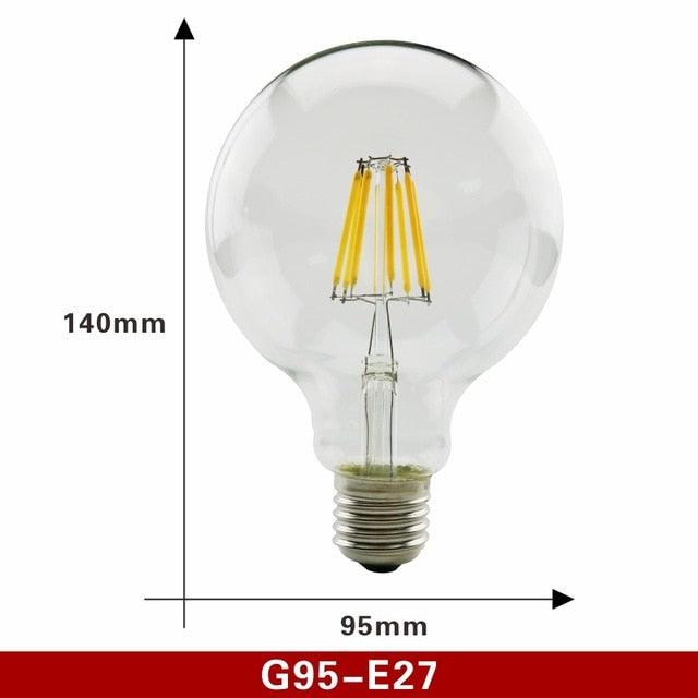 E27 LED Edison Globe Bulbs G80 G95 G125 2, 4, Watt