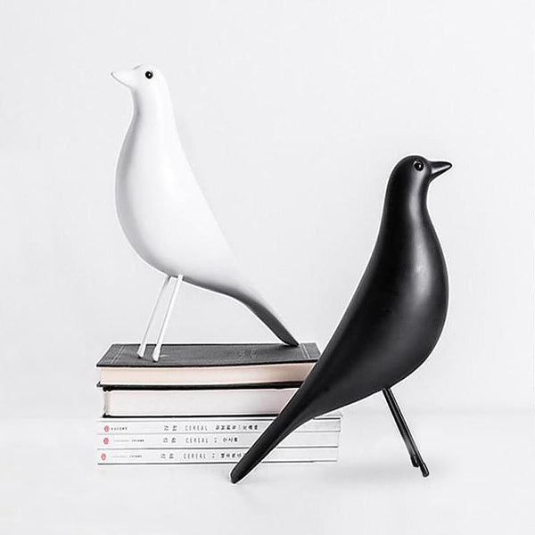 Wooden eames scandi bird ornament - Black, White 
