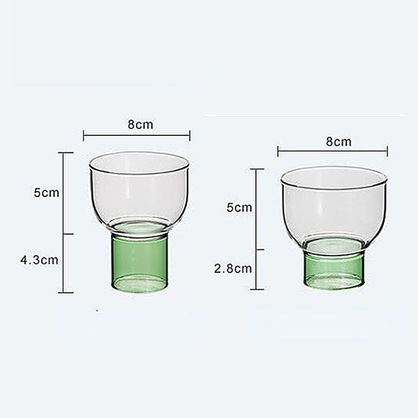 Contemporary Milano Glass Tumblers - Clear & Green Drinking Glasses