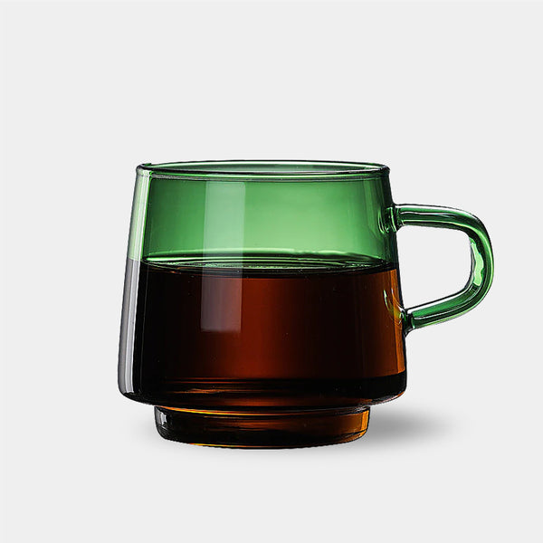 Mid Century Modern Retro Glass Mugs - 300ml - Orange, Green, Blue, Clear