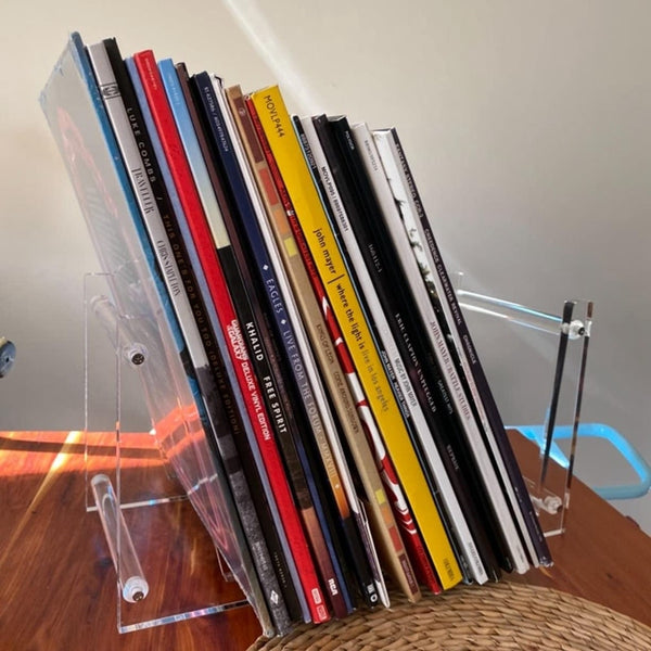 Stylish Modern Acrylic Vinyl Record Stand - 50 Album Storage