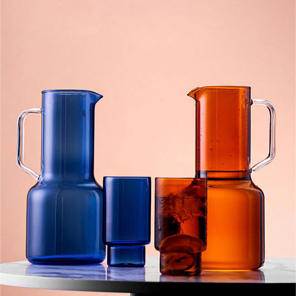 Modern Stylish Geometry Glass Water Jugs - 1.6 Litres - Grey, Blue, Orange, Clear