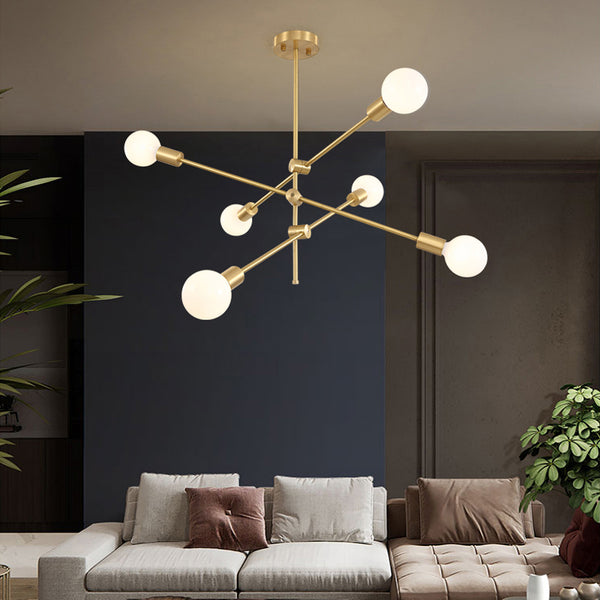 Gold sputnik mid century modern chandelier ceiling light - 4,  6 & 8 Liights 