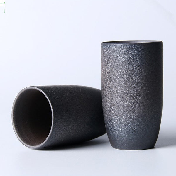 Minimalist Stoneware Ceramic Coffee Cups - Black, Brown & Golden Brown - 240ml