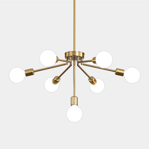 Mid Century Modern Mutli-Angle Gold Sputnik Chandelier Light - Adjustable Height & Shape