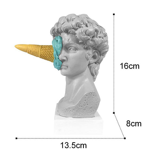 Ice Cream Face David Pop Art Bust Statue - Blue, Red, Yellow