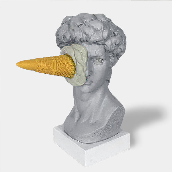 Ice Cream Face David Pop Art Bust Statue - Blue, Red, Yellow