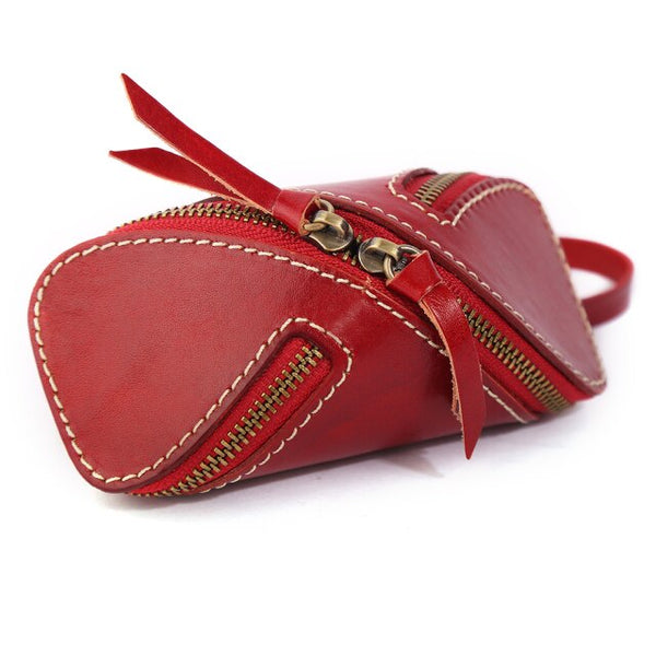 Leather Key Cases With Wrist Strap - black, brown, orange, green, burgundy, red and ox blood red