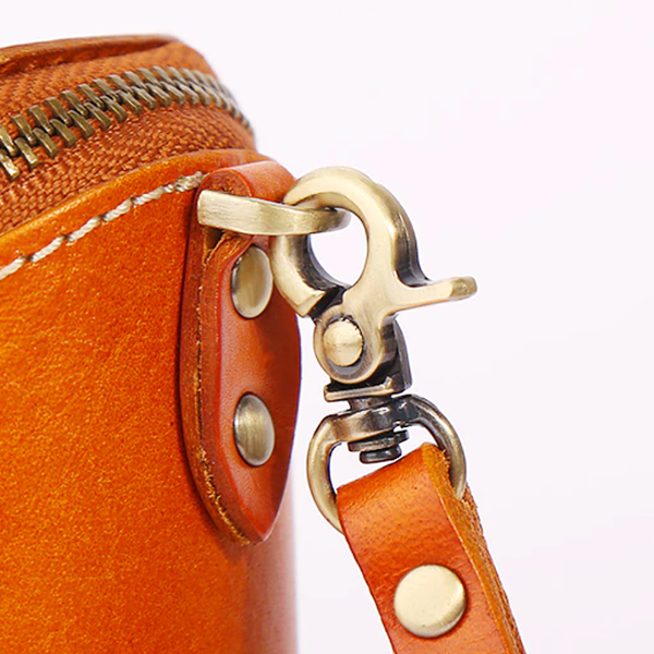 Leather Key Cases With Wrist Strap - black, brown, orange, green, burgundy, red and ox blood red