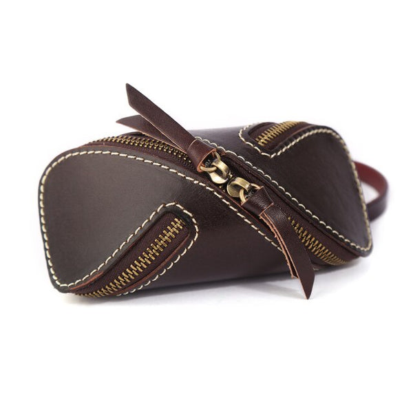 Leather Key Cases With Wrist Strap - black, brown, orange, green, burgundy, red and ox blood red