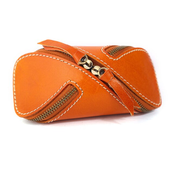 Leather Key Cases With Wrist Strap - black, brown, orange, green, burgundy, red and ox blood red