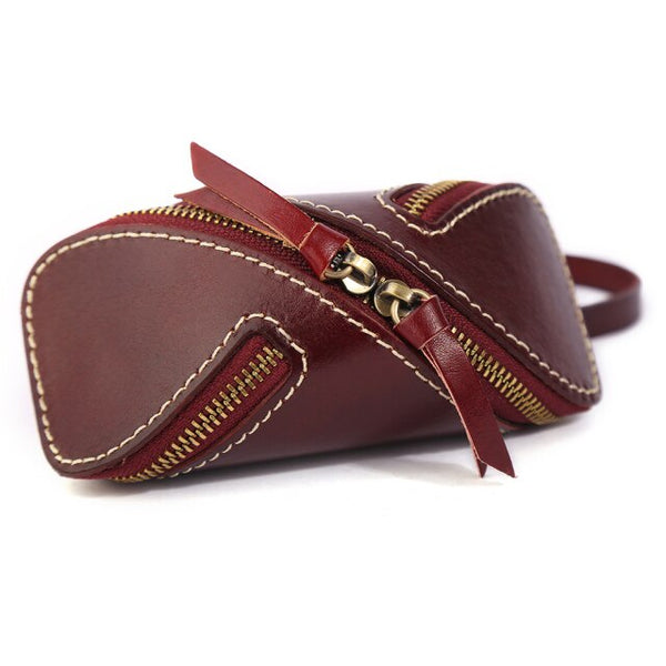 Leather Key Cases With Wrist Strap - black, brown, orange, green, burgundy, red and ox blood red