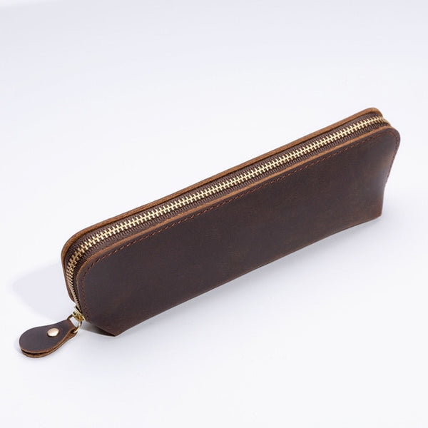 Handmade premium leather pen pencil case - Black, Brown, Green, Blue, Red
