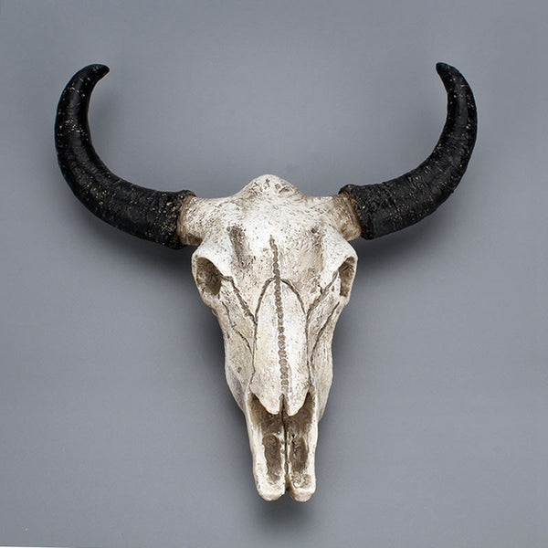 Long horn resin cow skull wall art sculpture ornament