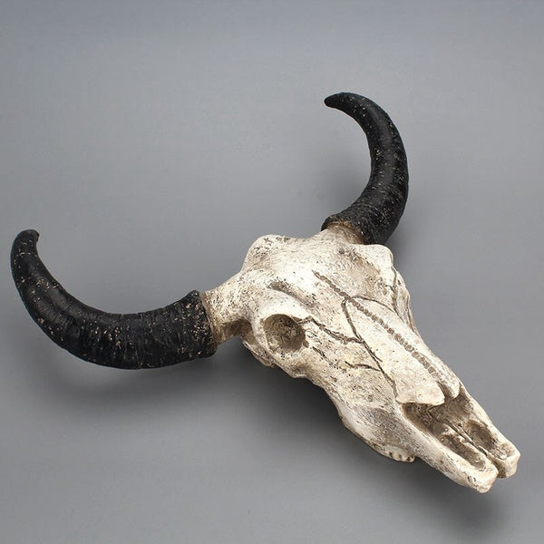 Long horn resin cow skull wall art sculpture ornament