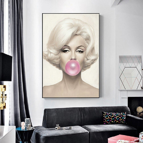 Marilyn Monroe & Audrey Hepburn Blowing Bubblegum Contemporary Art Prints