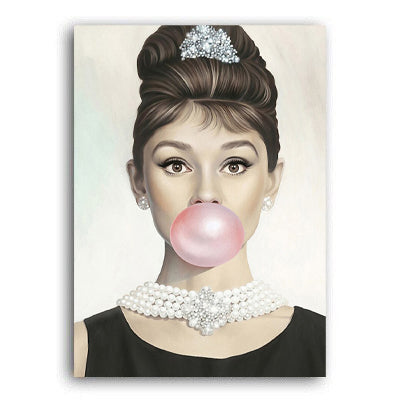 Marilyn Monroe & Audrey Hepburn Blowing Bubblegum Contemporary Art Prints