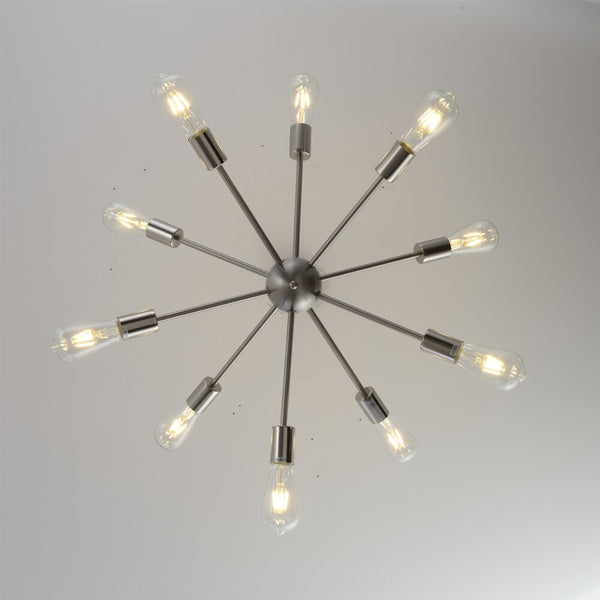 Mid Centiury Modern Sputnik Ball Chandelier - 10 Lights - Nickel, Gold, Black