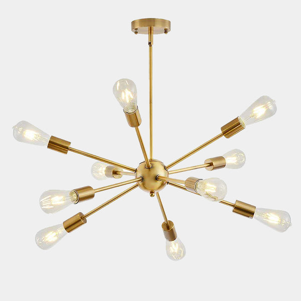 Mid Centiury Modern Sputnik Ball Chandelier - 10 Lights - Nickel, Gold, Black