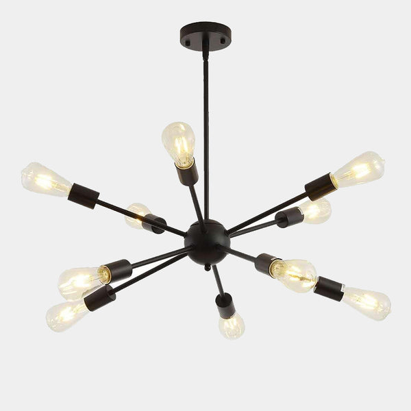 Mid Centiury Modern Sputnik Ball Chandelier - 10 Lights - Nickel, Gold, Black