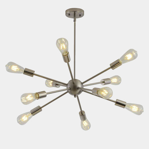 Mid Centiury Modern Sputnik Ball Chandelier - 10 Lights - Nickel, Gold, Black