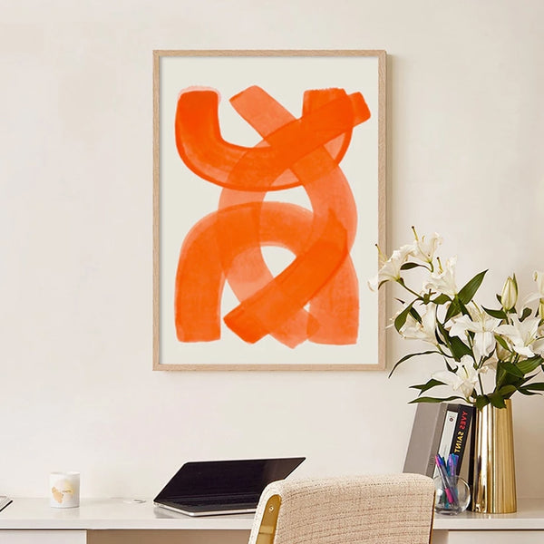 Mid Century Modern Abstract Colour Brush Stroke Canvas Art Prints