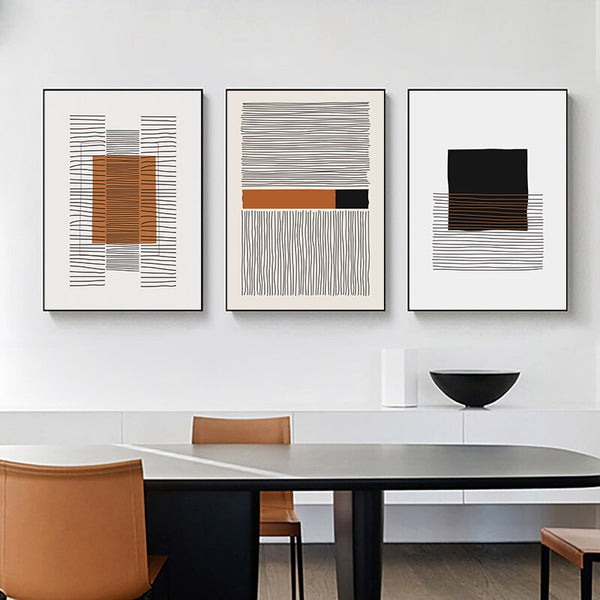 Mid Century Modern Abstract geometric Line Art Print - Cotton Canvas
