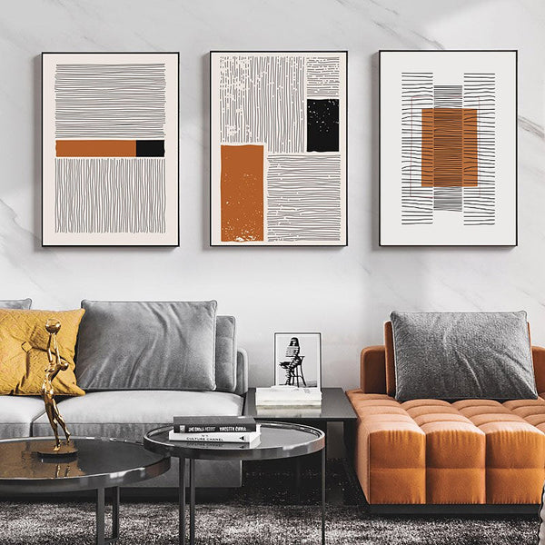 Mid Century Modern Abstract geometric Line Art Print - Cotton Canvas