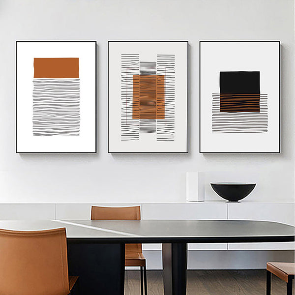 Mid Century Modern Abstract geometric Line Art Print - Cotton Canvas