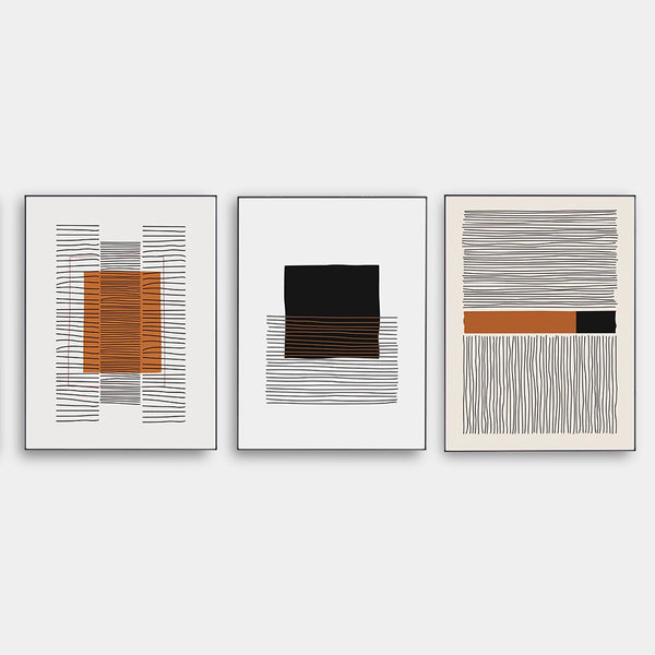 Mid Century Modern Abstract geometric Line Art Print - Cotton Canvas