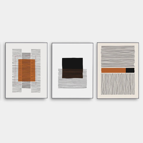 Mid Century Modern Abstract geometric Line Art Print - Cotton Canvas