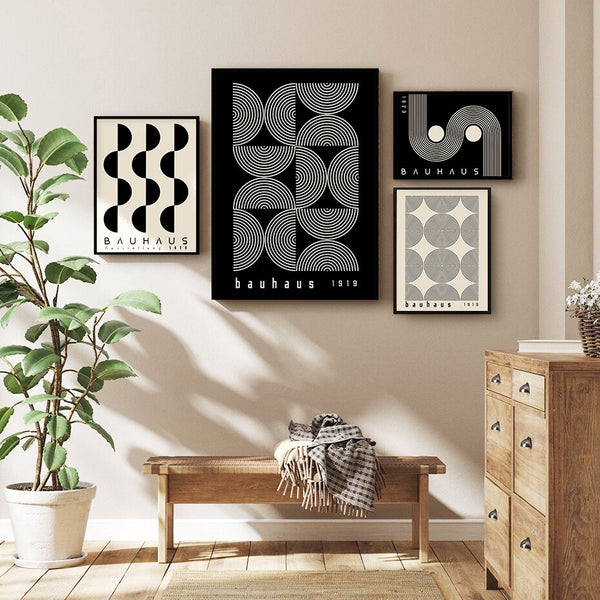 Mid Century Modern Bauhaus Black & White Exhibition Art Prints