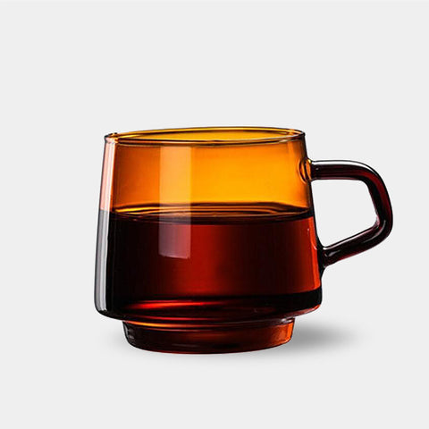 Mid Century Modern Retro Glass Mugs - 300ml - Orange, Green, Blue, Clear
