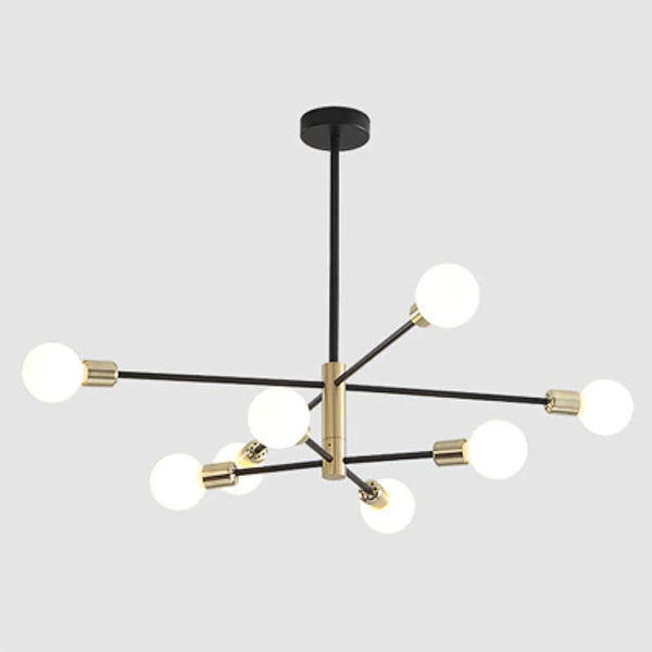 Modern retro sputnik black & gold mid century style chandelier light - 4, 6 & 8 lights