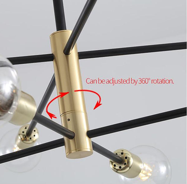 Modern retro sputnik black & gold mid century style chandelier light - 4, 6 & 8 lights