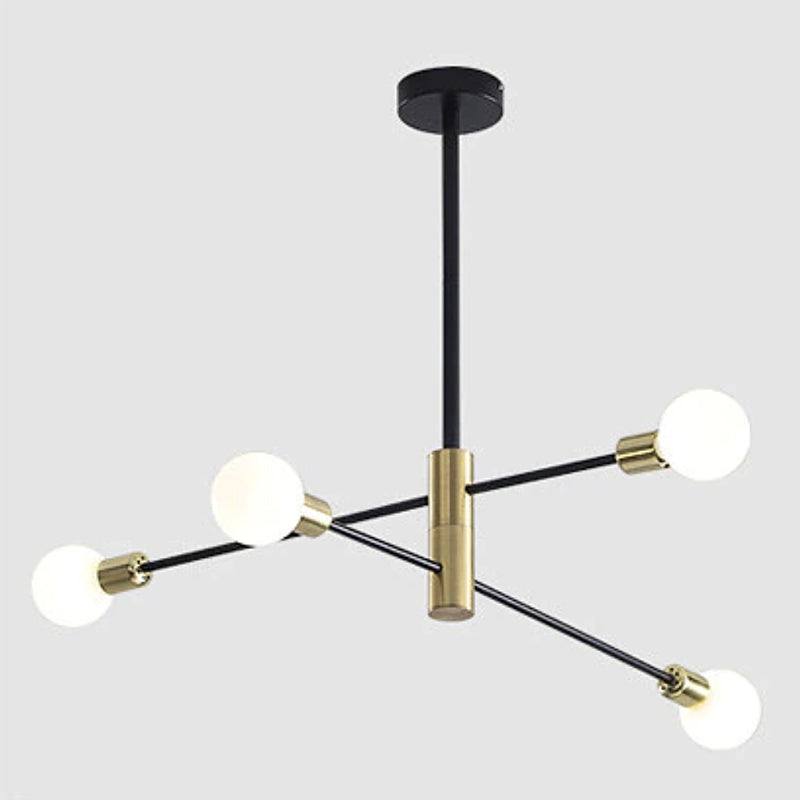 Modern retro sputnik black & gold mid century style chandelier light - 4, 6 & 8 lights