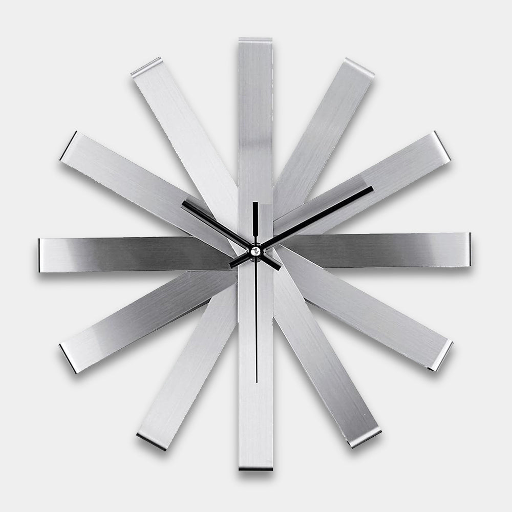 Mid Century Modern  Stainless Steel Asterisk Wall Clock - 30cm - Black, Gold, Silver