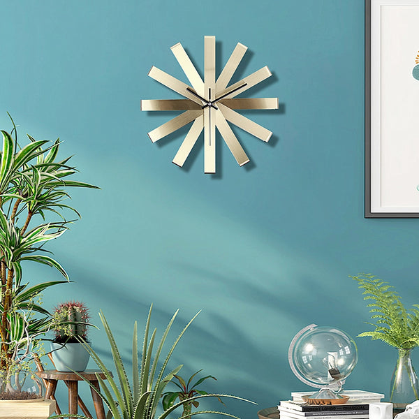 Mid Century Modern  Stainless Steel Asterisk Wall Clock - 30cm - Black, Gold, Silver