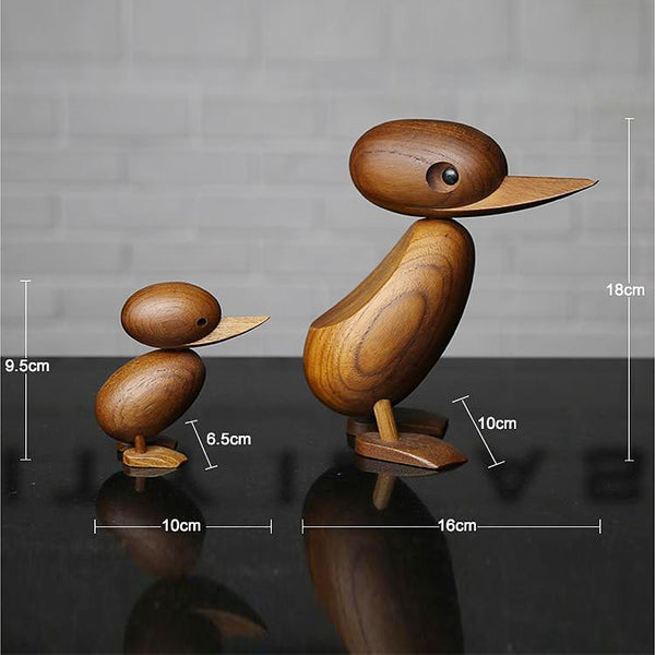 Mid Century Modern Wooden Duck And Duckling - Teak